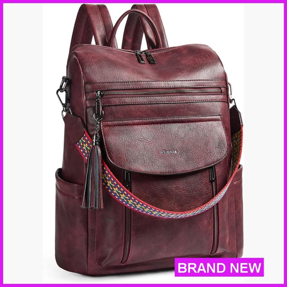 Leather Laptop Backpack Professional Water-Resistant Daypack Travel Work Casual